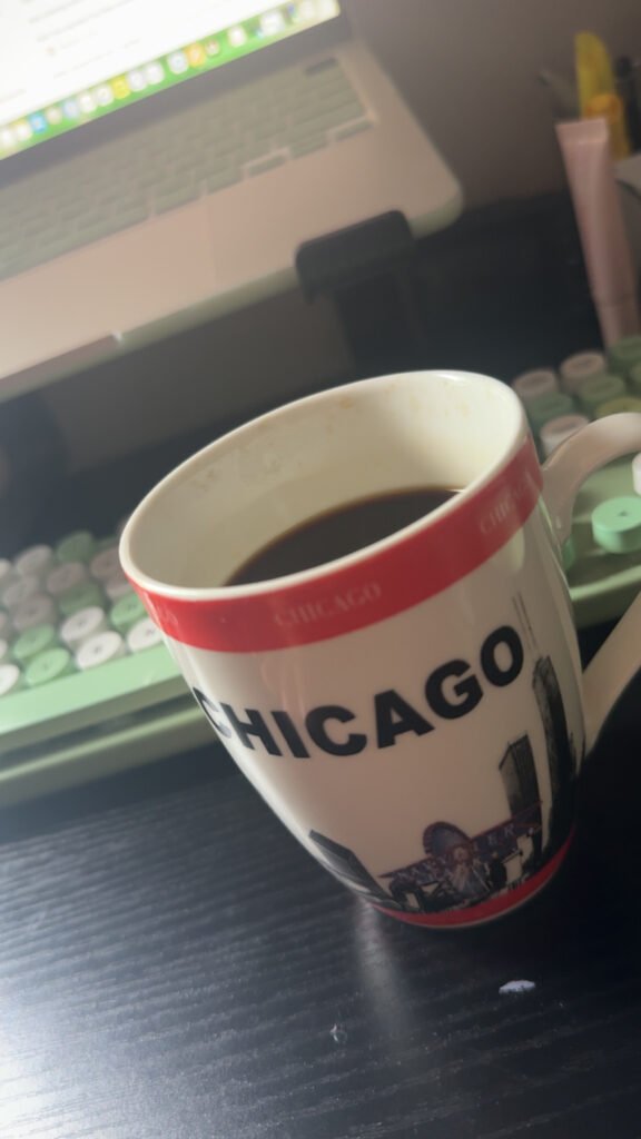 Coffee during my realistic morning routine as a work-from-home mom